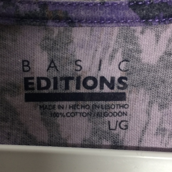 🌺 Basic Editions Purple V-neck Short Sleeve Large - Picture 10 of 13
